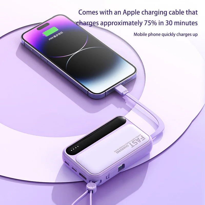 Xiaomi 100000mAh Large Capacity Power Bank Portable fast charging power bank with built-in 4 Cables Battery For IPhone Samsung