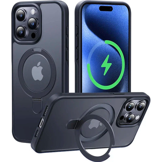 Matt Magnetic Mobile Phone Case with Ring Stand for iPhone