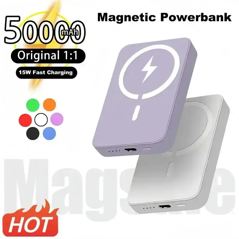 50000mAh Power Bank 20W Powerbank Magnetic Wireless Fast Charging External Battery Pack Type-C For iPhone13 14 15 Xiaomi SAMSUNG