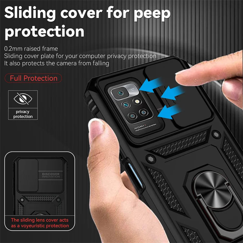 Xiaomi Redmi 10 Case Slide Lens Protect Armor Phone Case For Xiomi